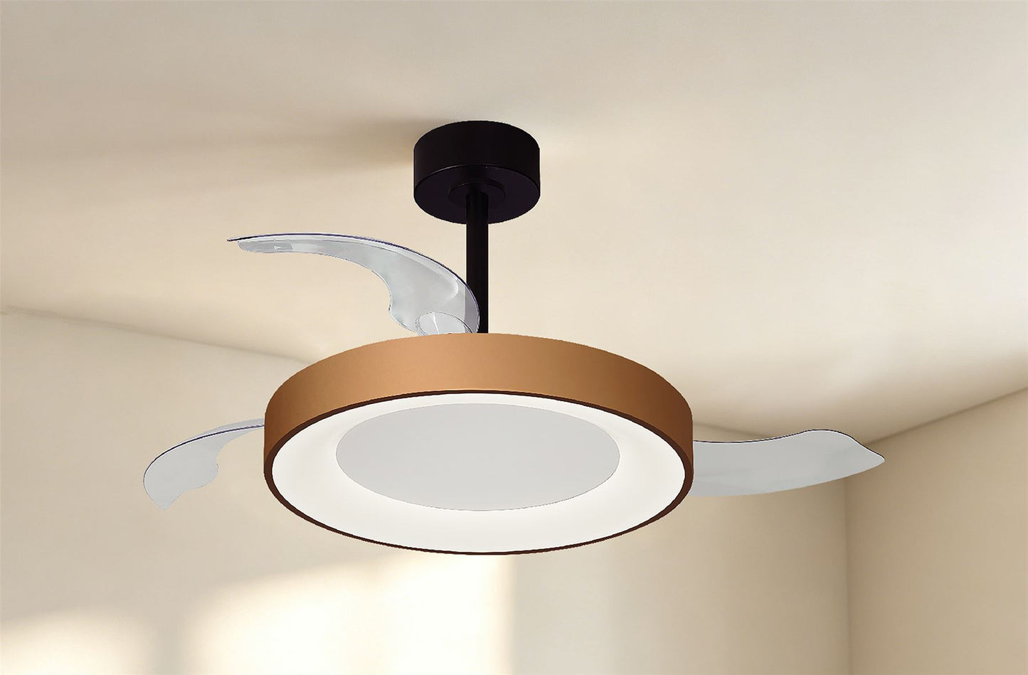 Niseko Fan M 49cm 50W LED Dimmable Ceiling Light With Built-In 30W DC Fan, 2700-5000K Remote Control, 5500lm, Gold/Black, 5yrs Warranty