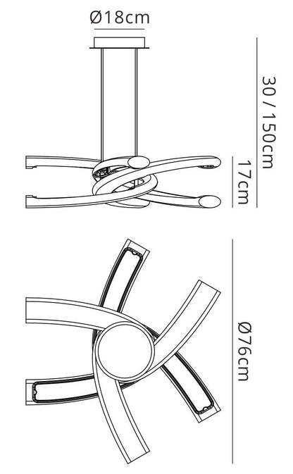 Mantra M3970 Knot Pendant 36W LED 3000K, 3600lm, Gloss White/White Acrylic/Polished Chrome, 3yrs Warranty