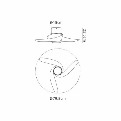 Groenland XS 79.5cm 30W LED Dimmable Ceiling Light With Built-In 24W DC Fan, 2700-5000K Remote Control, 2640lm, Wood Effect/White, 5yrs Warranty