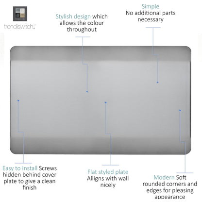 Trendi 2 Gang Artistic Modern Glossy Tactile Double Blanking Plate Stainless Steel