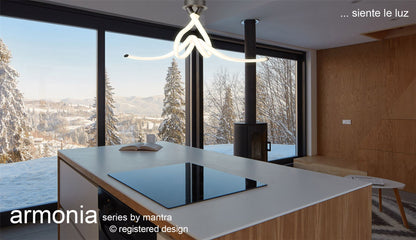 Mantra Armonia Semi Flush Bow, Dimmable, 50W LED, 3000K, 3750lm, Titanium, Frosted Acrylic, 3yrs Warranty Ceiling