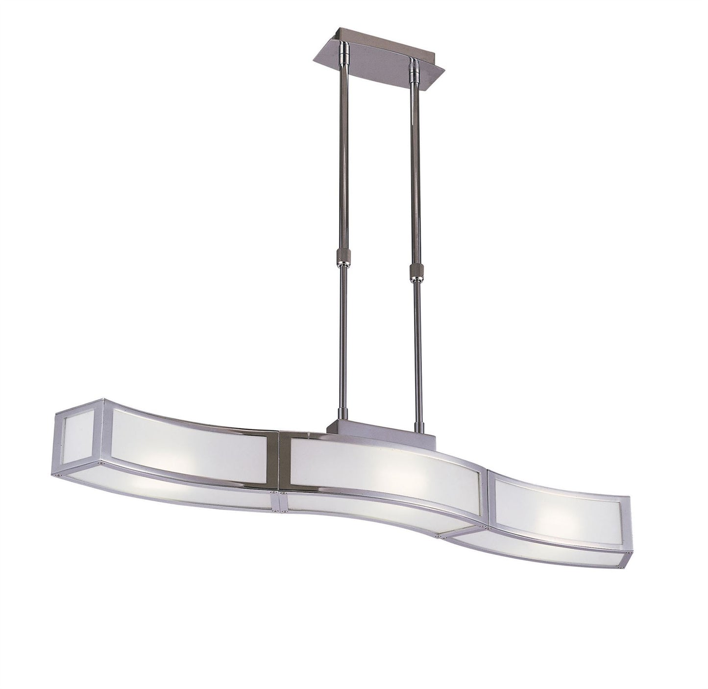 Mantra Duna GU10 Linear Pendant 3 Light L1, SGU10 Bar, Polished Chrome, White Acrylic, CFL Lamps INCLUDED