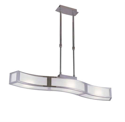 Mantra Duna GU10 Linear Pendant 3 Light L1, SGU10 Bar, Polished Chrome, White Acrylic, CFL Lamps INCLUDED
