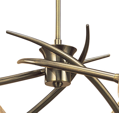 Mantra Flavia 54cm Telescopic Pendant Convertible To Semi Flush Round 4 Light G9, Antique Brass