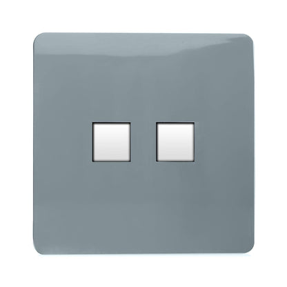 Trendi Switch 2 Gang RJ45 Cat 6 Modern Designer PC Ethernet Socket in Cool Grey
