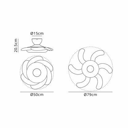 Flowers 50cm 24W LED Dimmable Ceiling Light With Built-In 25W DC Reversible Fan, Remote Control 2700-5000K, 2900lm, White