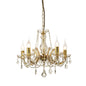 Deco Gabrielle Chandelier with Glass Sconce & Glass Crystal Droplets 5 Light E14 Polished Brass Finish