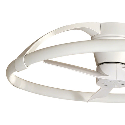 Nepal Mini 75cm 55W LED Dimmable Ceiling Light With Built-In 30W DC Reversible Fan, White, c/w Remote & APP Control, 5200lm