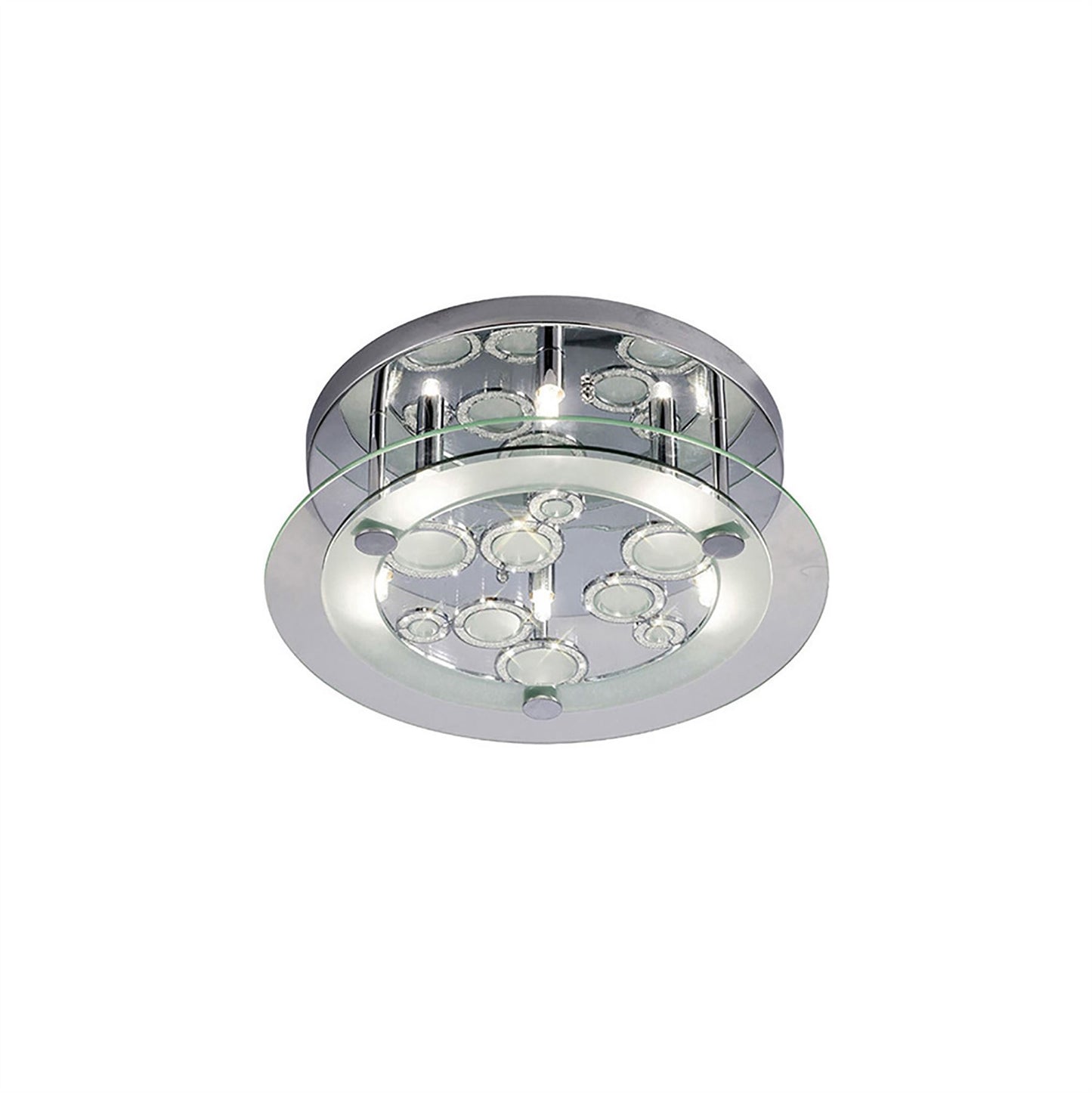 Diyas Destello 40cm Flush  Round with Circle Pattern 6 Light G9 Round Polished Chrome/Crystal Ceiling Light Fitting