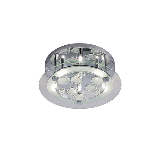 Diyas Destello 40cm Flush  Round with Circle Pattern 6 Light G9 Round Polished Chrome/Crystal Ceiling Light Fitting