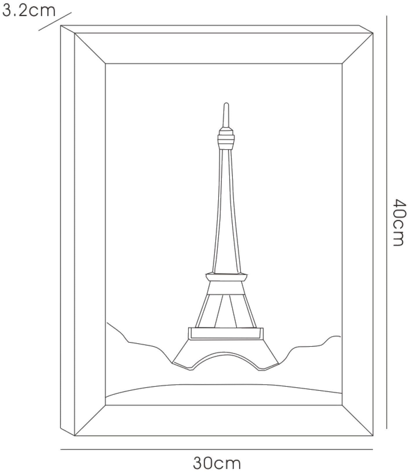 Diyas Home Crystal Wall Art (DH) World Eiffel Tower, Black Frame Amber, Crystal Framed