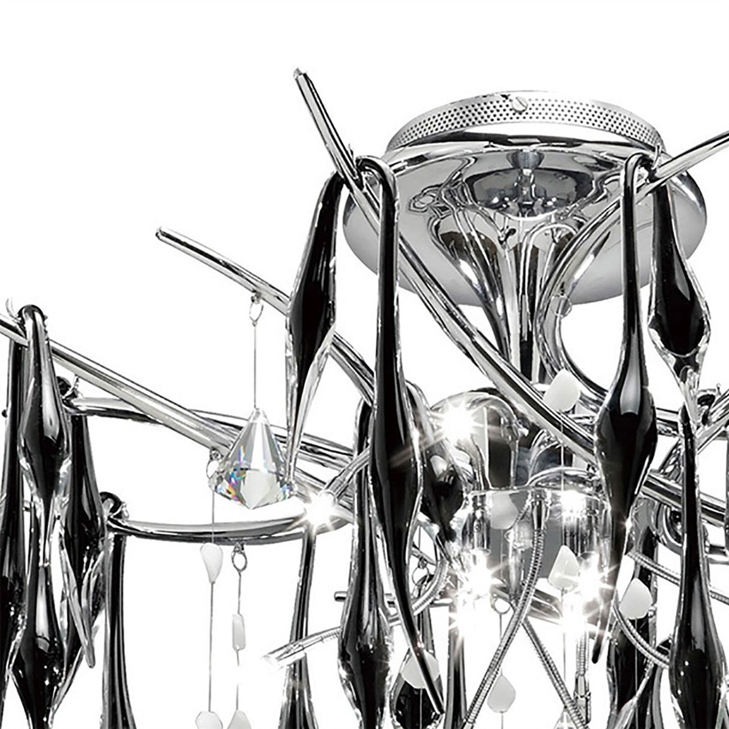 Diyas Cygnet  11 Light G4 Polished Chrome/Black Glass/Crystal, NOT LED/CFL Compatible Ceiling Pendant Light Fitting