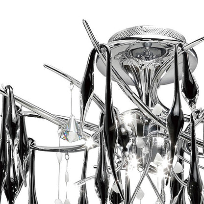 Diyas Cygnet  11 Light G4 Polished Chrome/Black Glass/Crystal, NOT LED/CFL Compatible Ceiling Pendant Light Fitting