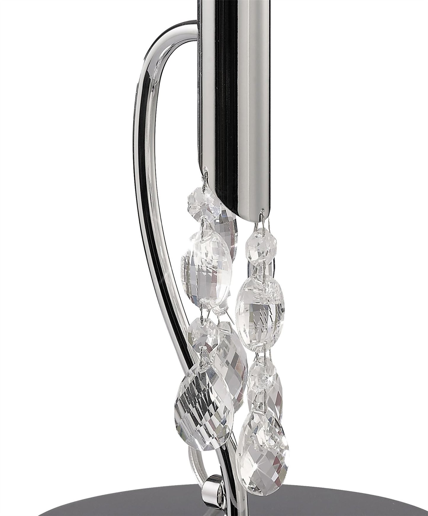 Mantra M3868 Tiffany Table Lamp 1+1 Light E14+G9, Polished Chrome with White Shade & Clear Crystal