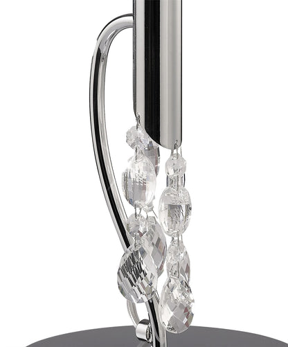 Mantra M3868 Tiffany Table Lamp 1+1 Light E14+G9, Polished Chrome with White Shade & Clear Crystal