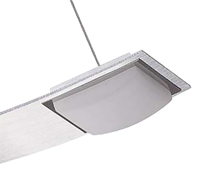 Mantra Fusion Thea Square Pendant 4 Light 28W LED 3000K, 2520lm, Satin Aluminium/Frosted Acrylic, 3yrs Warranty