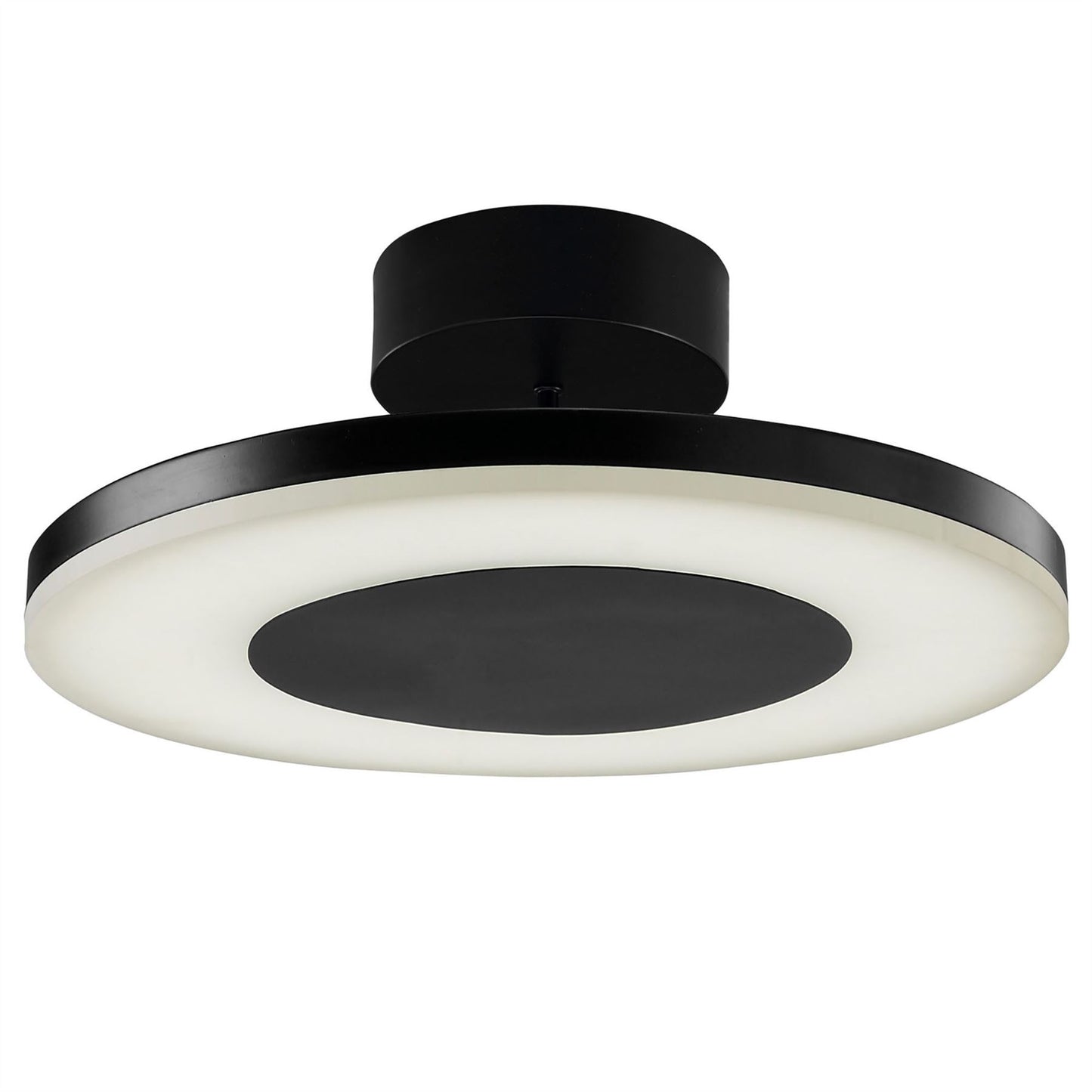 Mantra Discobolo 36cm LED Ceiling Light, 1800lm, Matt Black/Frosted Acrylic, 3yrs Warranty