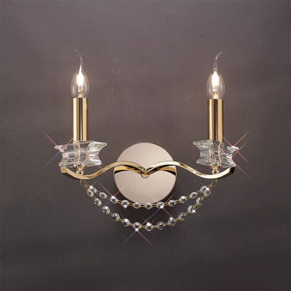 Diyas Nydia Wall Light 2 Light E14 French Gold/Crystal
