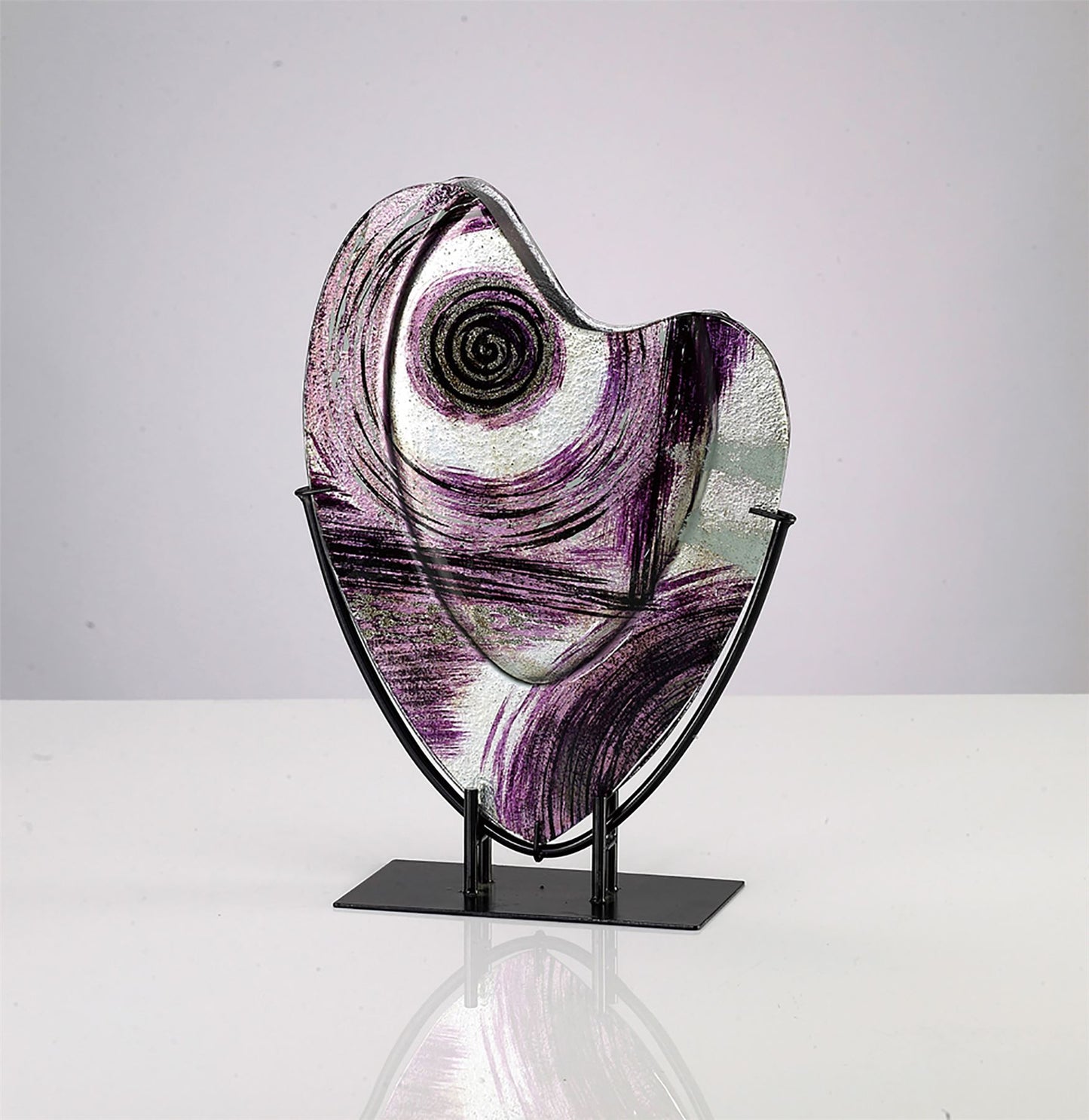 Diyas Home (DH) Elvira Glass Art Vase with Stand Silver/Black/Purple Glitter