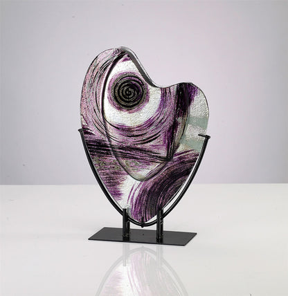 Diyas Home (DH) Elvira Glass Art Vase with Stand Silver/Black/Purple Glitter