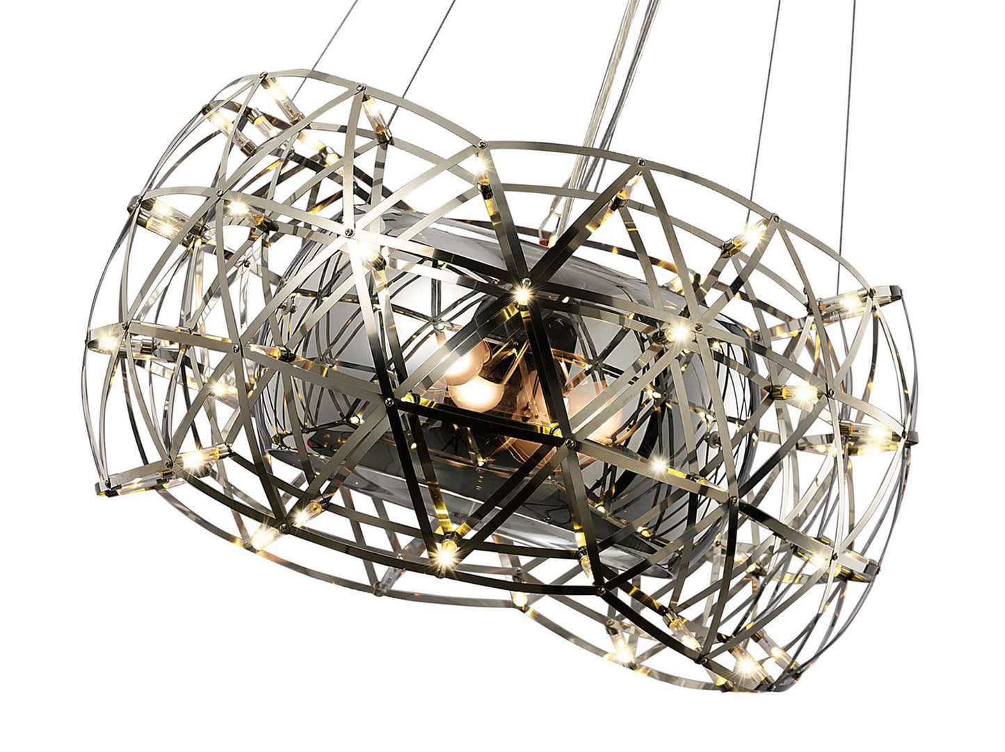 Diyas Atria 55cm  2 Light E27 with LEDs and Remote Control Stainless Steel Ceiling Pendant Light Fitting