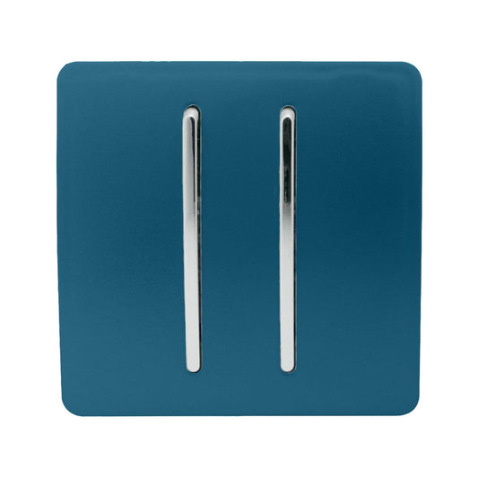 Trendi 2 Gang 3 Way Intermediate Artistic Modern Glossy 10 Amp Rocker Light Switch Midnight Blue