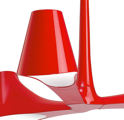 Mantra Ora 70cm Telescopic Convertible To Semi Flush 3 Light E27, Gloss Red/White Acrylic/Polished Chrome, CFL Lamps INCLUDED
