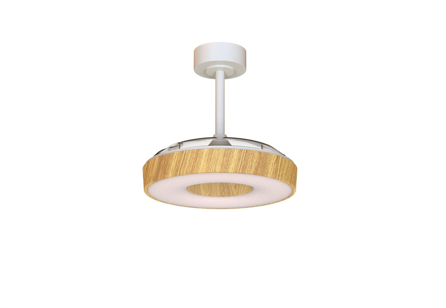 Coin Fan Mini Smart 40cm 36W LED Dimmable Ceiling With Built-In 25W DC Fan, 3000-5000K Remote, APP, Alexa & Google Voice Control, 5710lm, Wood/White