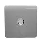 Trendi 1 Gang 2 Way 240V 100w LED Dimmer Screwless Raised Front Plate Plastic Artistic Modern Glossy 10 Amp Chrome Single Electrical Wall Light Switch in Light Grey - ART-LDMLG