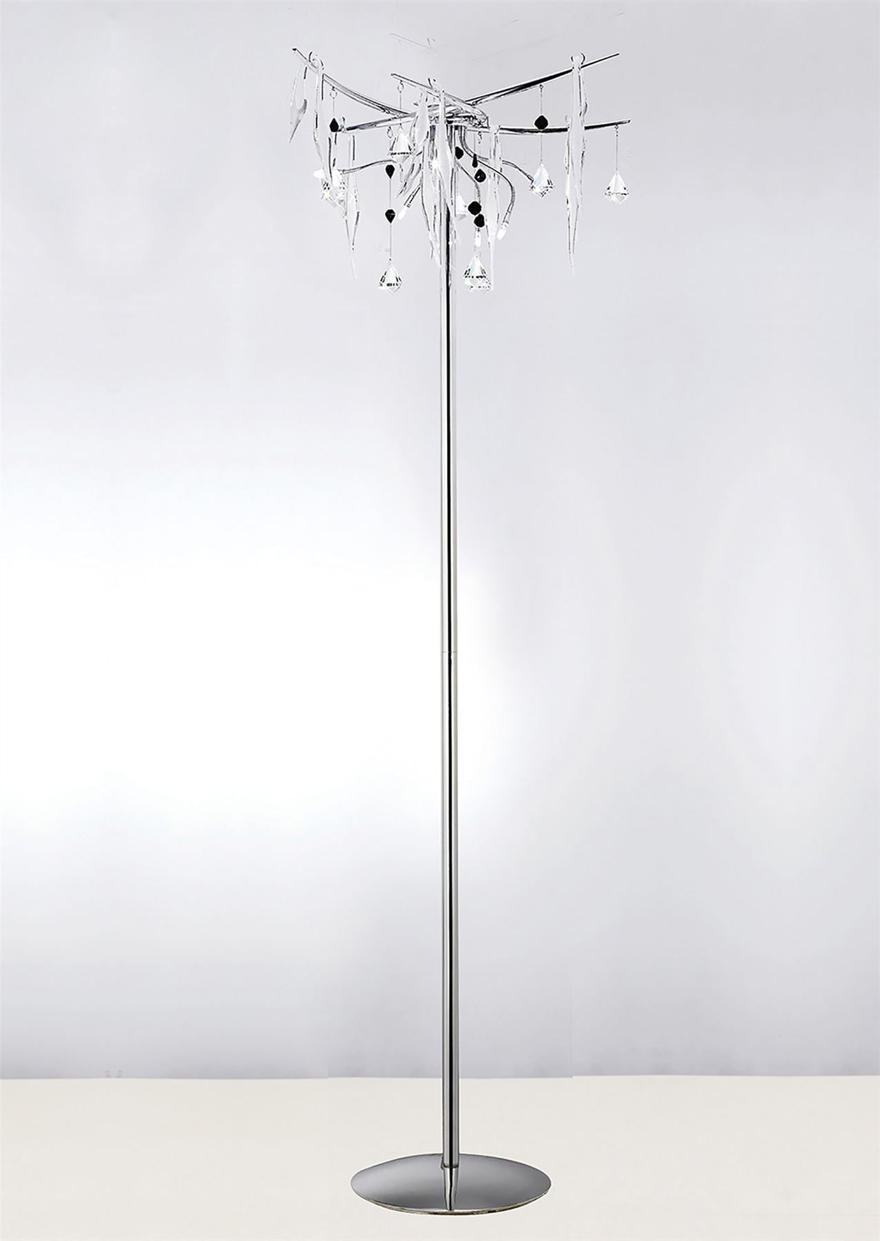 Diyas Cygnet Floor Lamp 6 Light G4 Polished Chrome/White Glass/Crystal, NOT LED/CFL Compatible Item Weight: 15kg