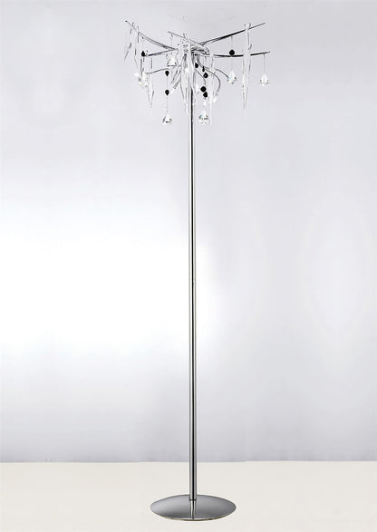 Diyas Cygnet Floor Lamp 6 Light G4 Polished Chrome/White Glass/Crystal, NOT LED/CFL Compatible Item Weight: 15kg