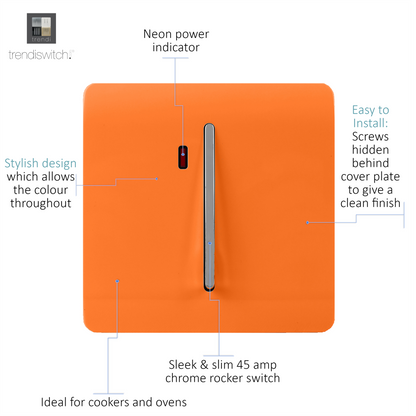 Trendi Artistic Modern Glossy 45 A Tactile Light Switch & Neon Insert Orange