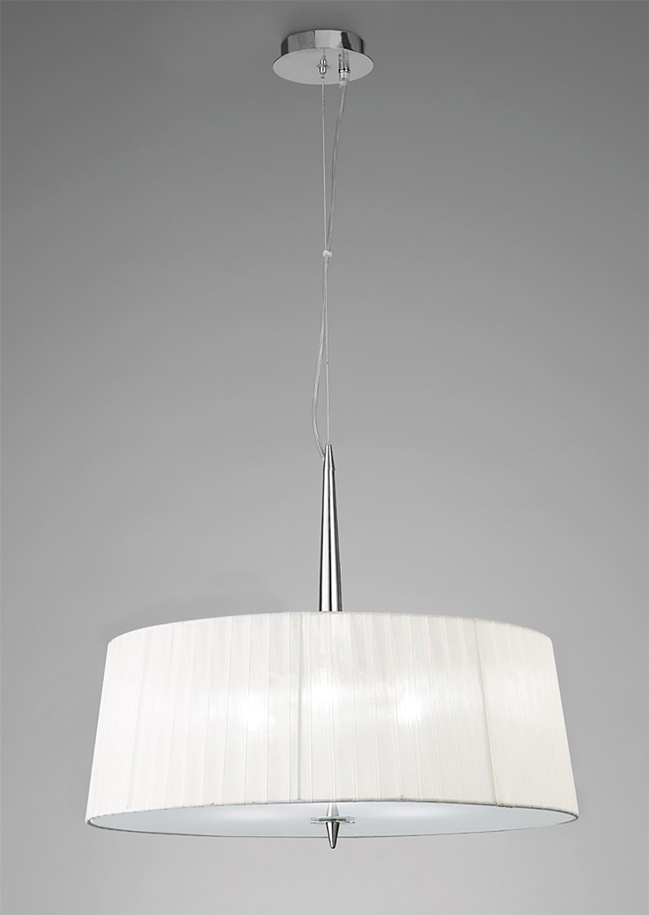 Mantra M4639 Loewe Single Pendant 3 Light E27, Polished Chrome with White Shade