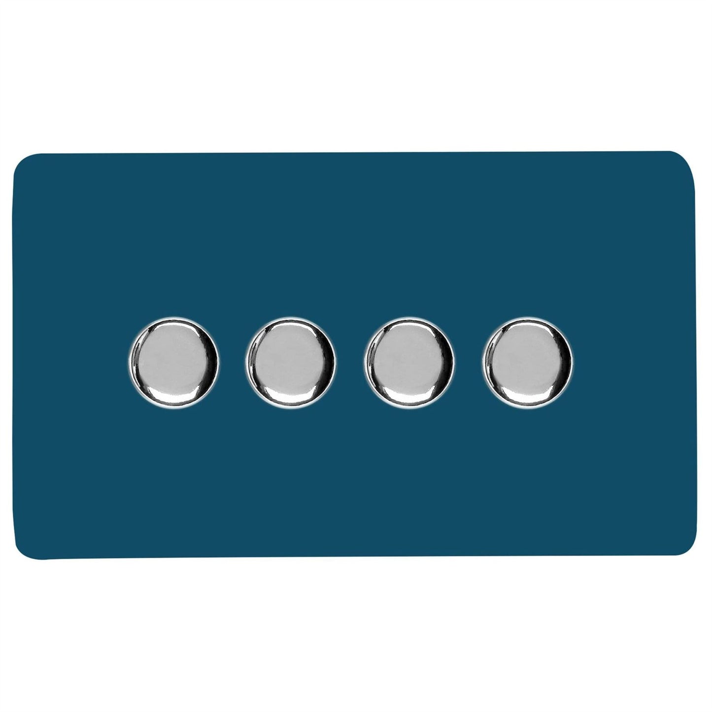 Trendi 4 Gang 2 Way 240V 100w LED Dimmer Screwless Raised Front Plate Plastic Artistic Modern Glossy 10 Amp Chrome Single Electrical Wall Light Switch in Midnight Blue - ART-4LDMMD