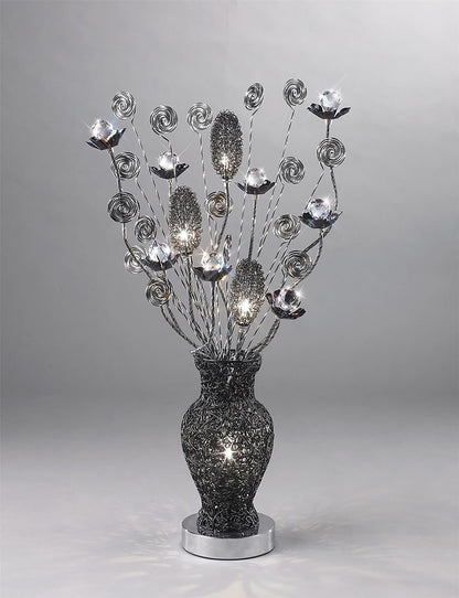 Diyas Home Nevada Aluminium (DH) Nevada Crystal Table Lamp 4 Light G4 Black, NOT LED/CFL Compatible