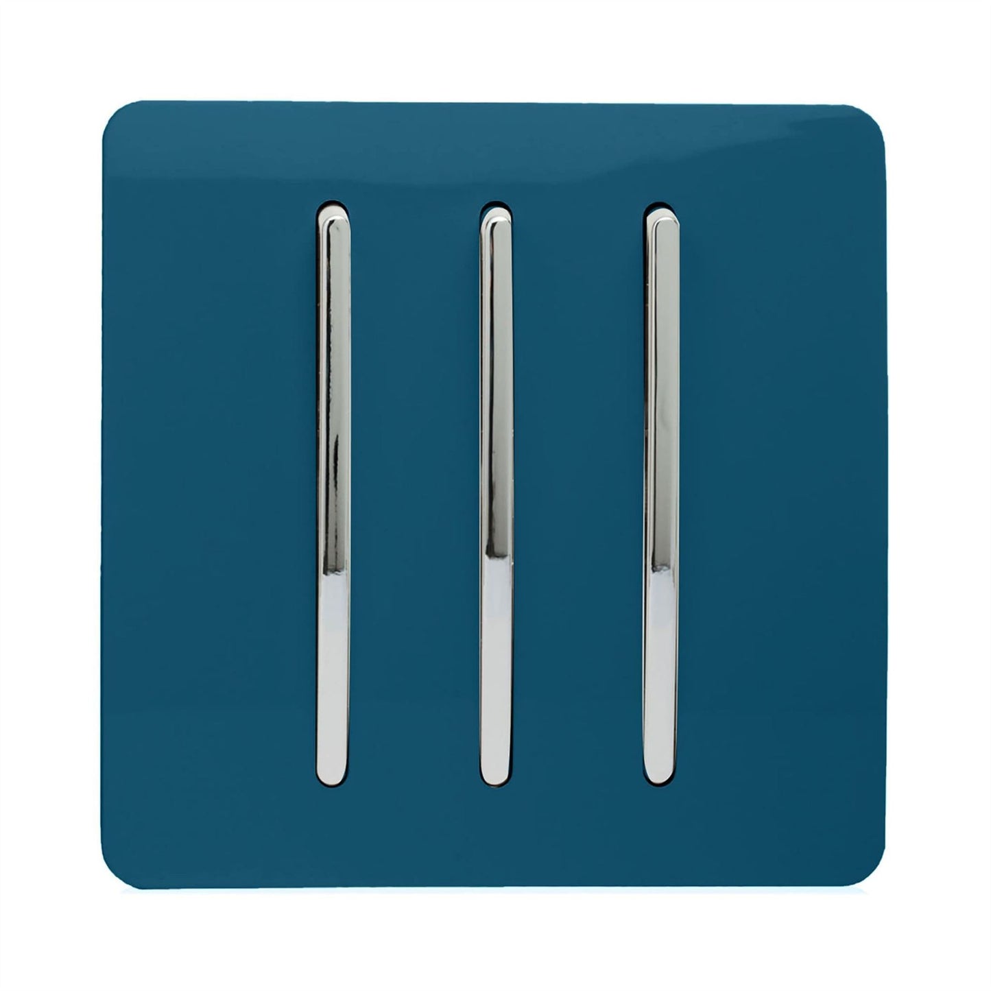 Trendi 3 Gang 2 Way Artistic Modern Glossy 10 Amp Rocker Tactile Light Switch Midnight Blue