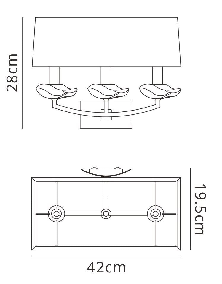 Mantra Akira Wall Light Switched 3 Light E14, Antique Brass with Cream Shade