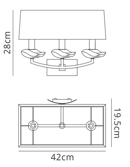 Mantra Akira Wall Light Switched 3 Light E14, Antique Brass with Cream Shade