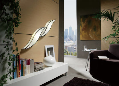 Mantra M0671 Sintesys Wall Light E27 2 Light E27 Large, Polished Chrome/White Acrylic