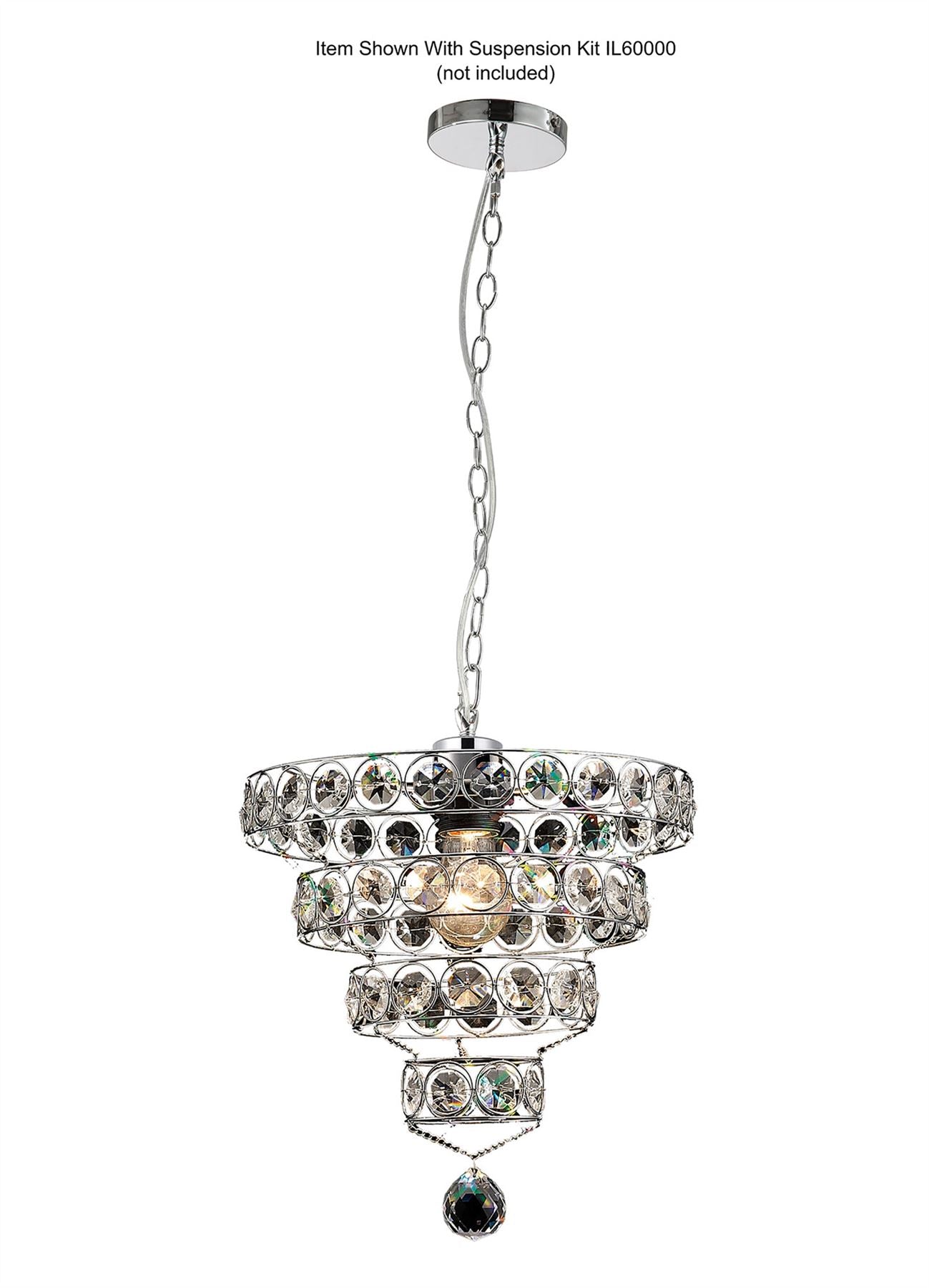 Diyas Kudo Crystal Ring Non-Electric SHADE ONLY Polished Chrome/Crystal