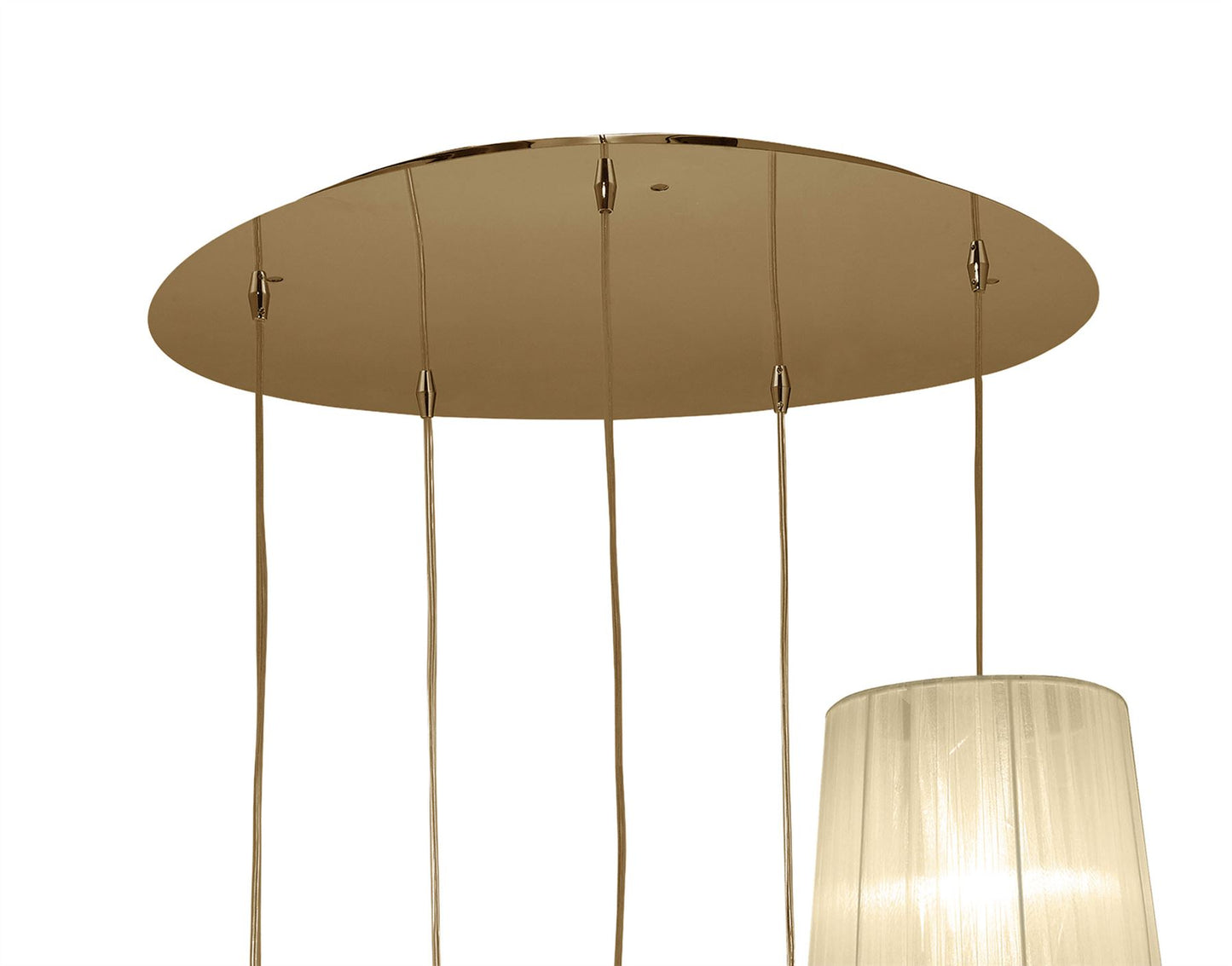 Mantra Tiffany 60cm Pendant 5+5 Light E27+G9 Spiral, French Gold with Cream Shades & Clear Crystal