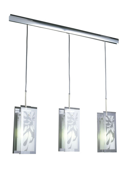 Mantra Euphoria Linear Pendant 3 Light L1/SGU10, Polished Chrome/Opal White Glass, CFL Lamps INCLUDED