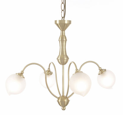 Diyas Bastia 49cm  4 Light G9 Satin Gold Ceiling Pendant Light Fitting