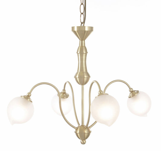 Diyas Bastia 49cm  4 Light G9 Satin Gold Ceiling Pendant Light Fitting
