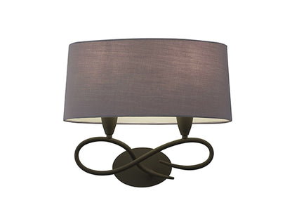Mantra Lua Wall Light Switched 2 Light E27, Ash Grey with Ash Grey Shade