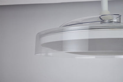 Glass Fan 53cm 40W LED Dimmable Ceiling Light With Built-In 30W DC Fan, 3000-5000K Remote Control, 6400lm, White/Clear, 5yrs Warranty