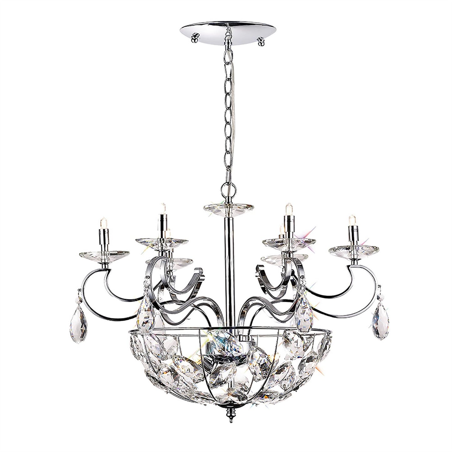 Diyas Galilea 65cm  6+3 Light G9 Polished Chrome/Crystal Ceiling Pendant Light Fitting