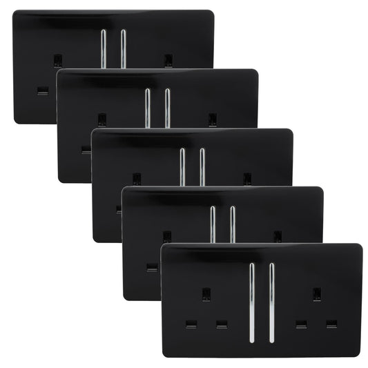 Trendi Switch 2 Gang Plug Socket in Black