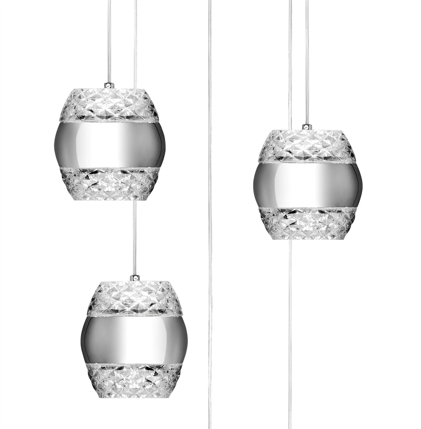 Mantra M5169 Khalifa Pendant 5 X 6W LED 3000K Line Polished Chrome/Glass, 5400lm,, 3yrs Warranty