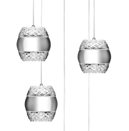 Mantra M5169 Khalifa Pendant 5 X 6W LED 3000K Line Polished Chrome/Glass, 5400lm,, 3yrs Warranty